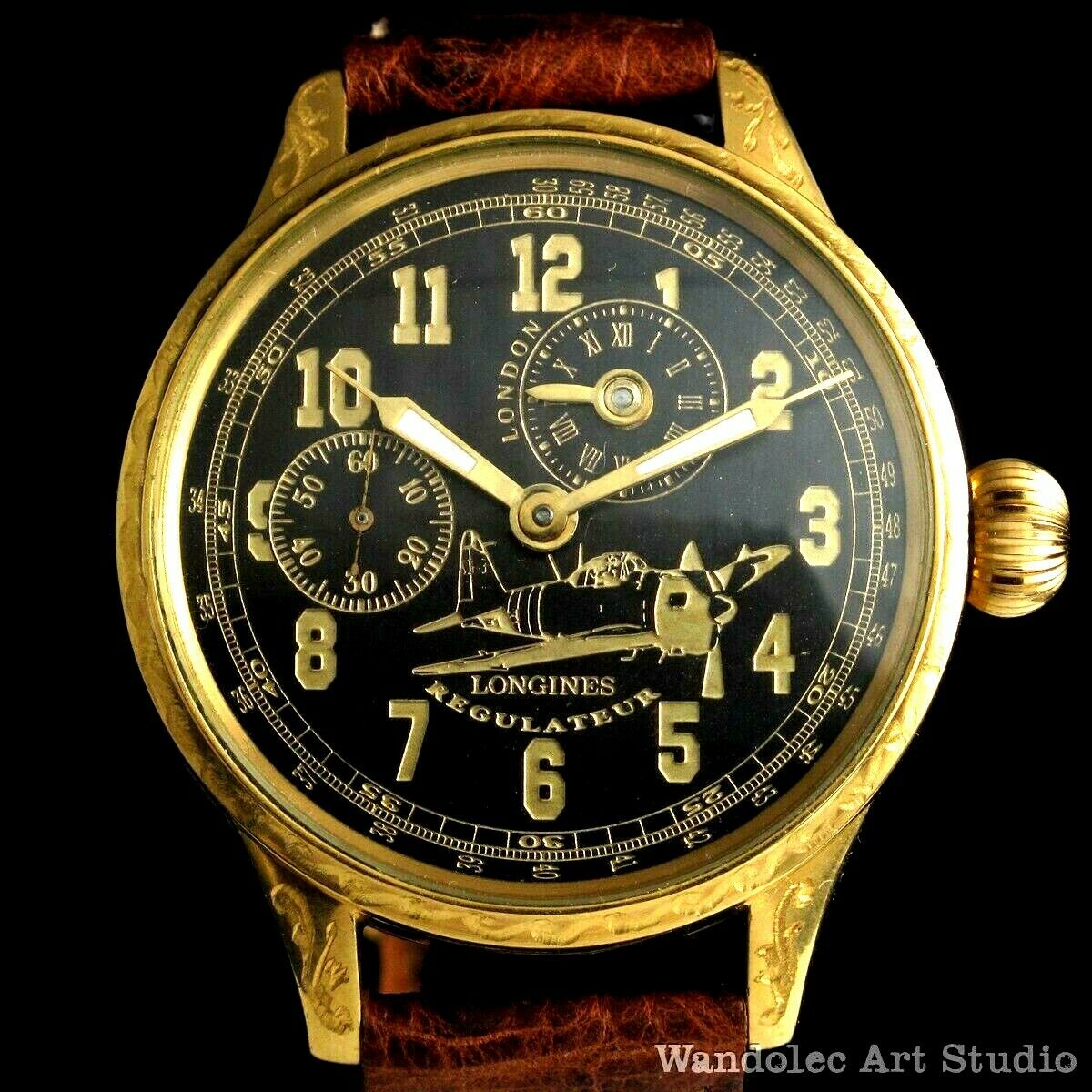 Vintage Men s Wristwatch LONGINES Gold Regulateur Half Skeleton