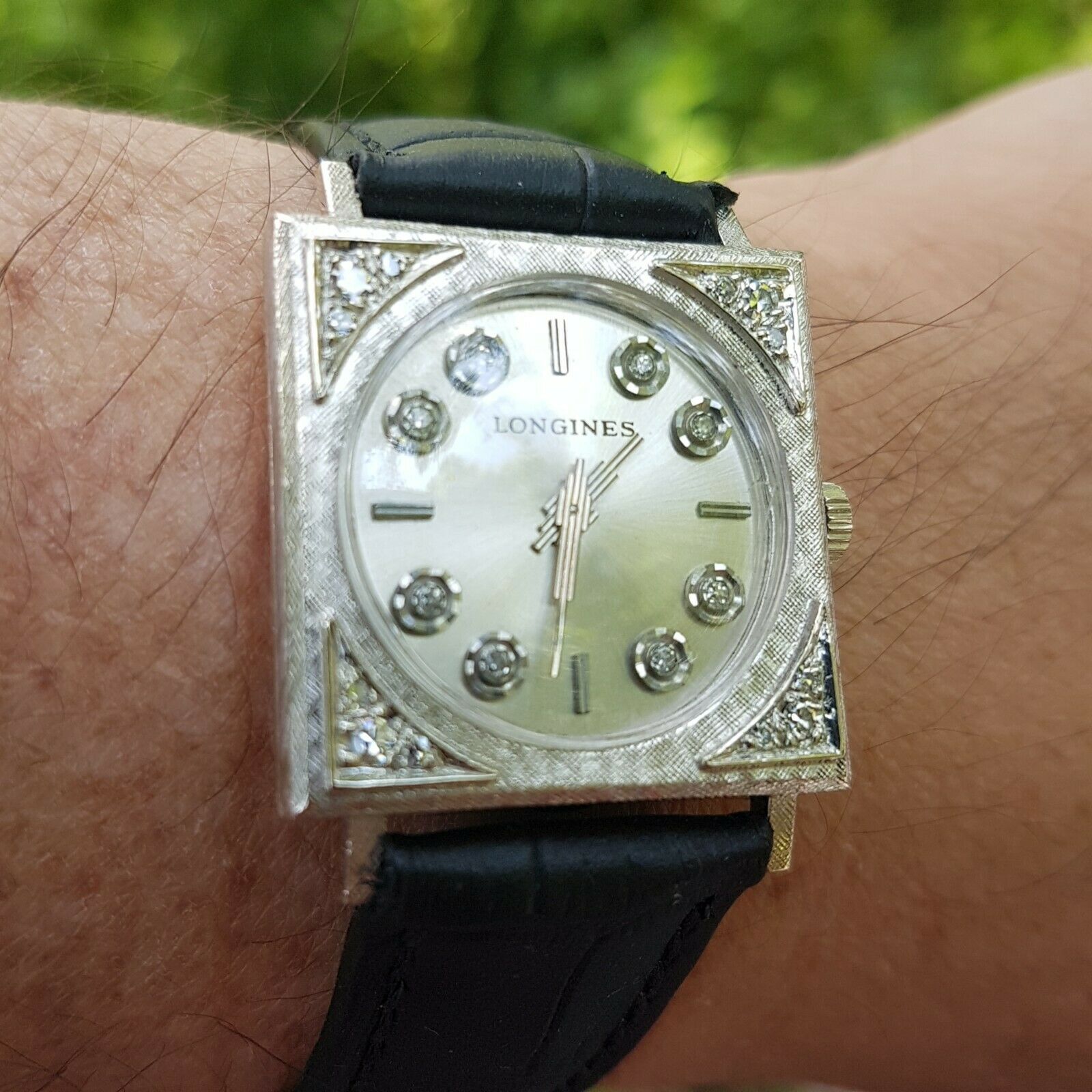 VINTAGE LONGINES DELUXE WHITE GOLD FILLED FOR MEN WITH DIAMONDS