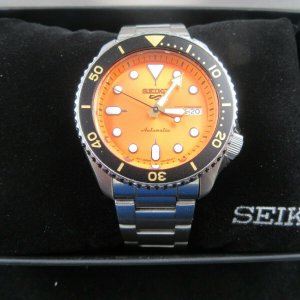 Seiko SRPD59 Seiko 5 Five Automatic Dive Watch Orange Dial 100 Meter w/ Box  | WatchCharts