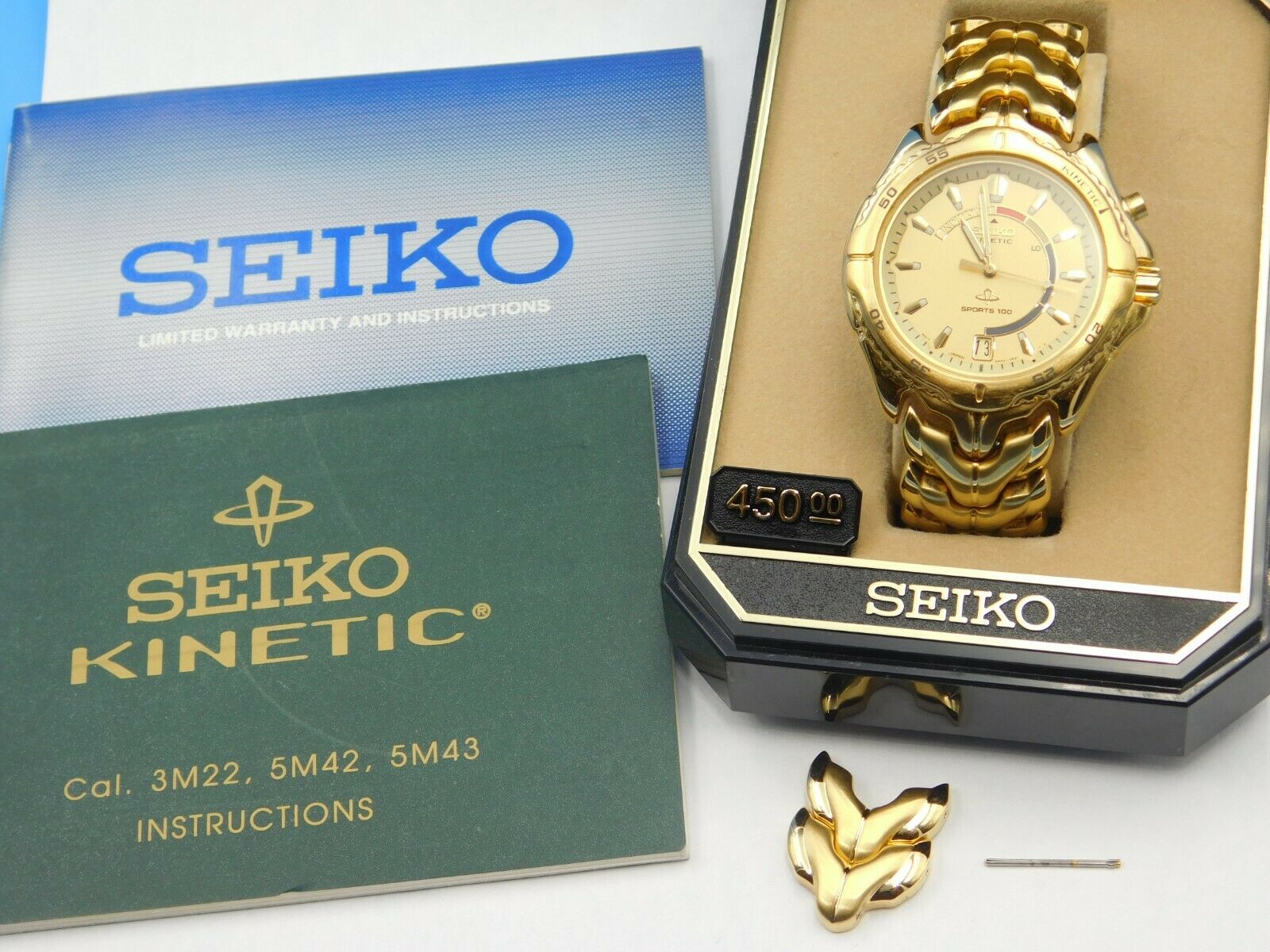 Seiko Kinetic 5M42 0B09 Automatic Mechanical Mens Wrist Watch w