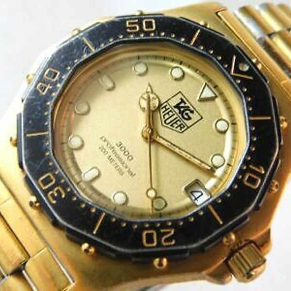 稼働 TAG HEUER 937.406 メンズ プロフェッショナル ゴールド TAG HEUER 937.406 DATE GOLD MEN'S VINTAGE WATCH SWISS QUARTZ