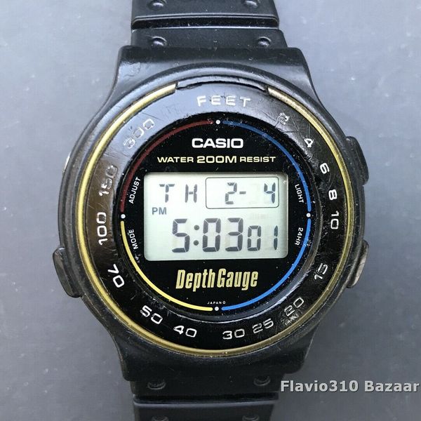 Rare 1986 CASIO DW220DG (558) Depth Gauge Japan M Vintage Diver 40mm