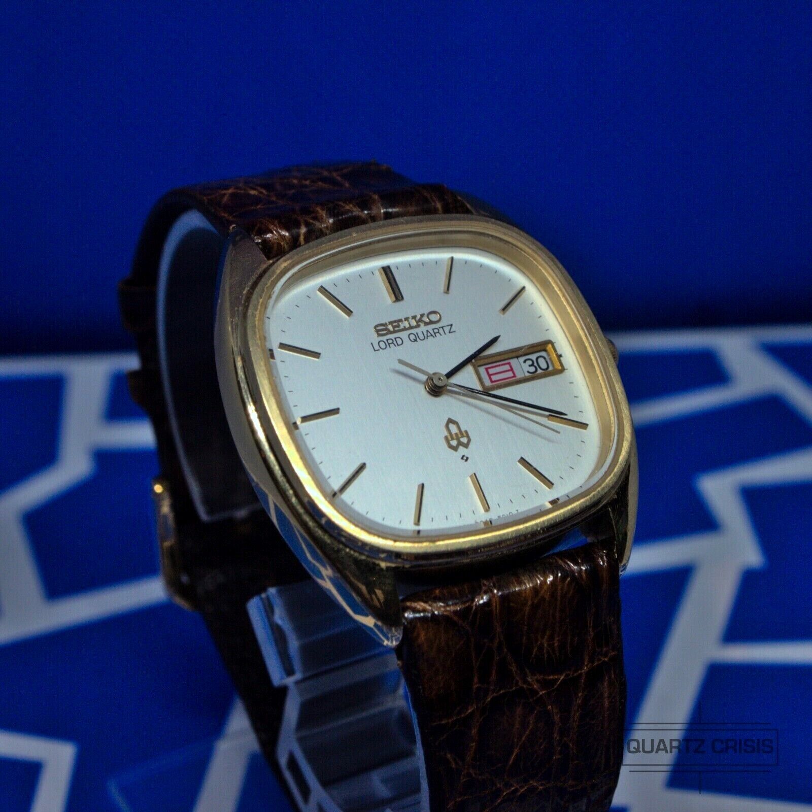 1979 Seiko Lord Quartz TV Dial Gold Dress Watch 8243-5020 