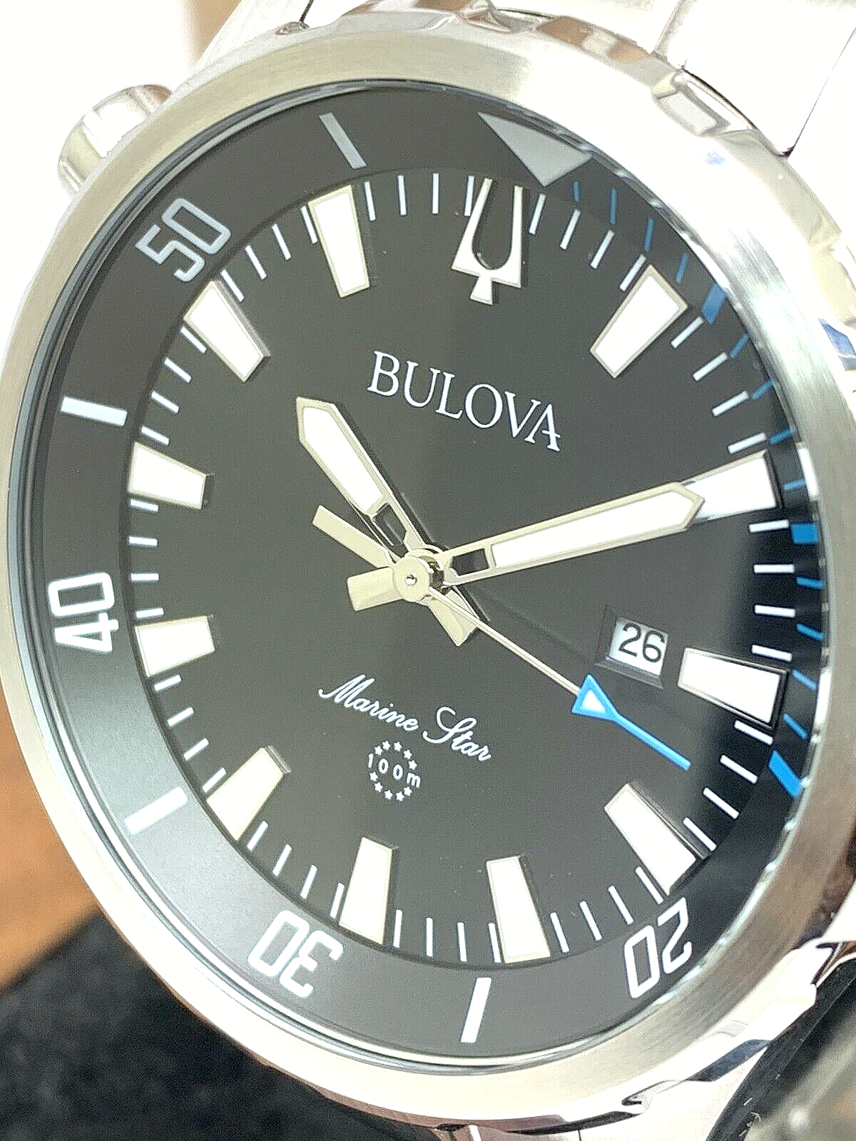 Bulova Men's Watch 96B382 Marine Star Black Dial Quartz Stainless Steel ...