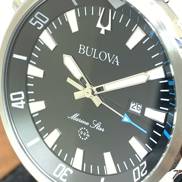 Bulova Men's Watch 96B382 Marine Star Black Dial Quartz Stainless Steel