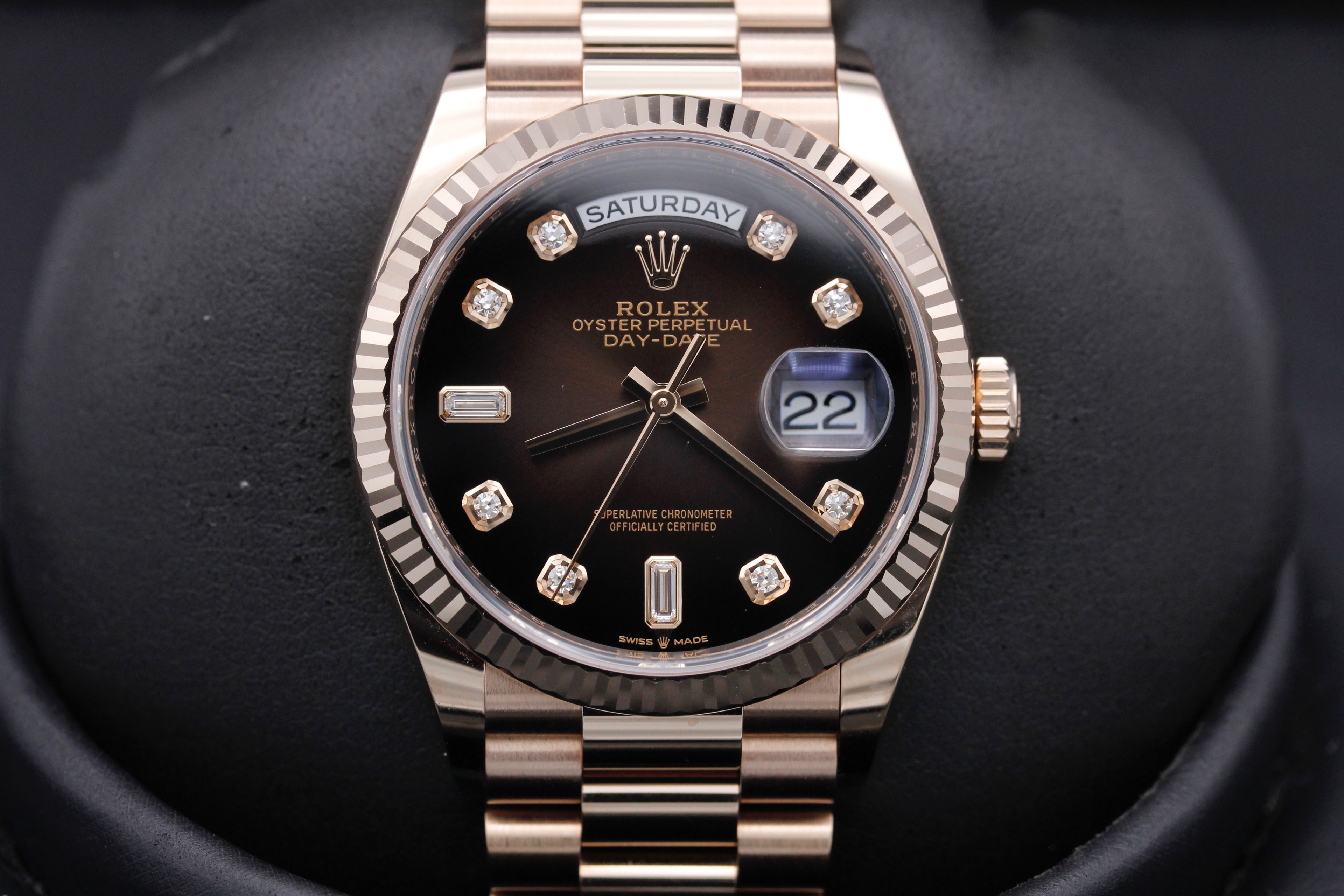 FSOT Rolex Day Date 128235 Ombre Diamond Rose Gold 36mm