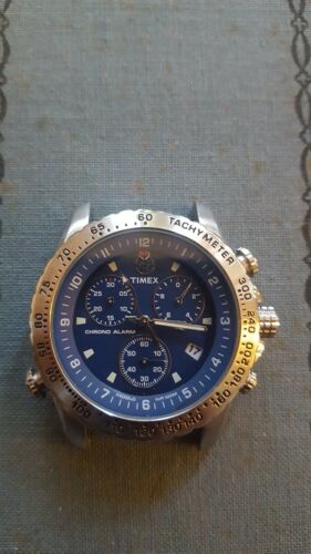 Timex Expedition Blue Face Chronograph Tachymeter Wr 100m 922 R2