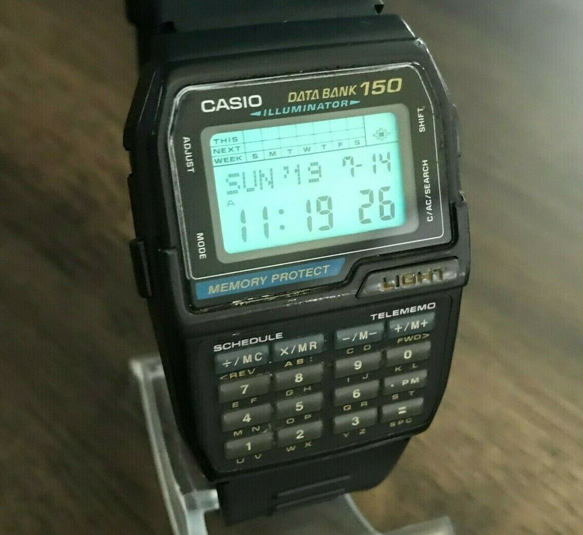 Vintage 1996 Casio DBC-150 Data Bank Digital Calculator Watch