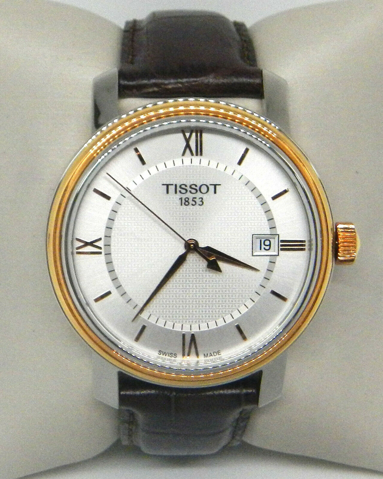 TISSOT BRIDGEPORT SILVER DIAL BROWN LEATHER MEN S WATCH