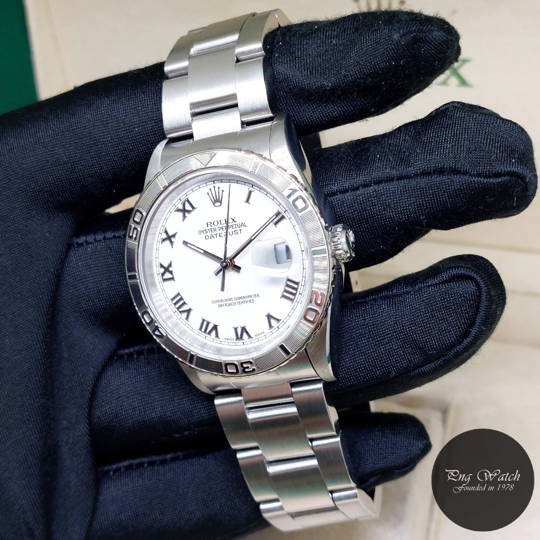 Rolex 36mm Oyster Perpetual White Roman Dial TOG Datejust REF: 16264 (F  Series)(2) | WatchCharts Marketplace