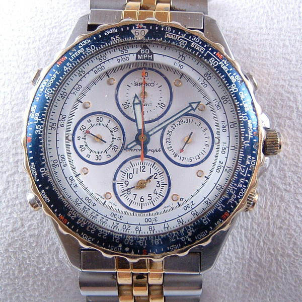 Vintage Seiko Flightmaster 7T34 6A09 Mens Chronograph 90s Watch for Parts Repair WatchCharts Marketplace