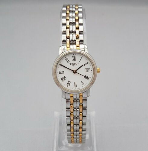 TISSOT T825 925 LADIES 1853 WATCH WHITE DIAL DATE GOLD STAINLESS