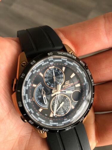 Casio Edifice 5041 EQW 500 Wave Ceptor Watch Black Rubber Copper WatchCharts Marketplace