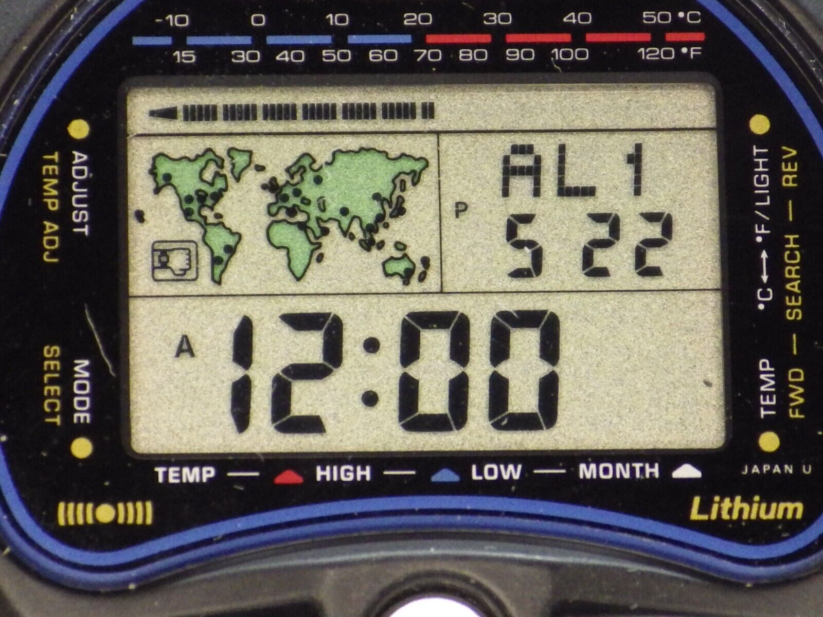 CASIO TS-100 Digital Thermometer World Time WR 100M, Alarm