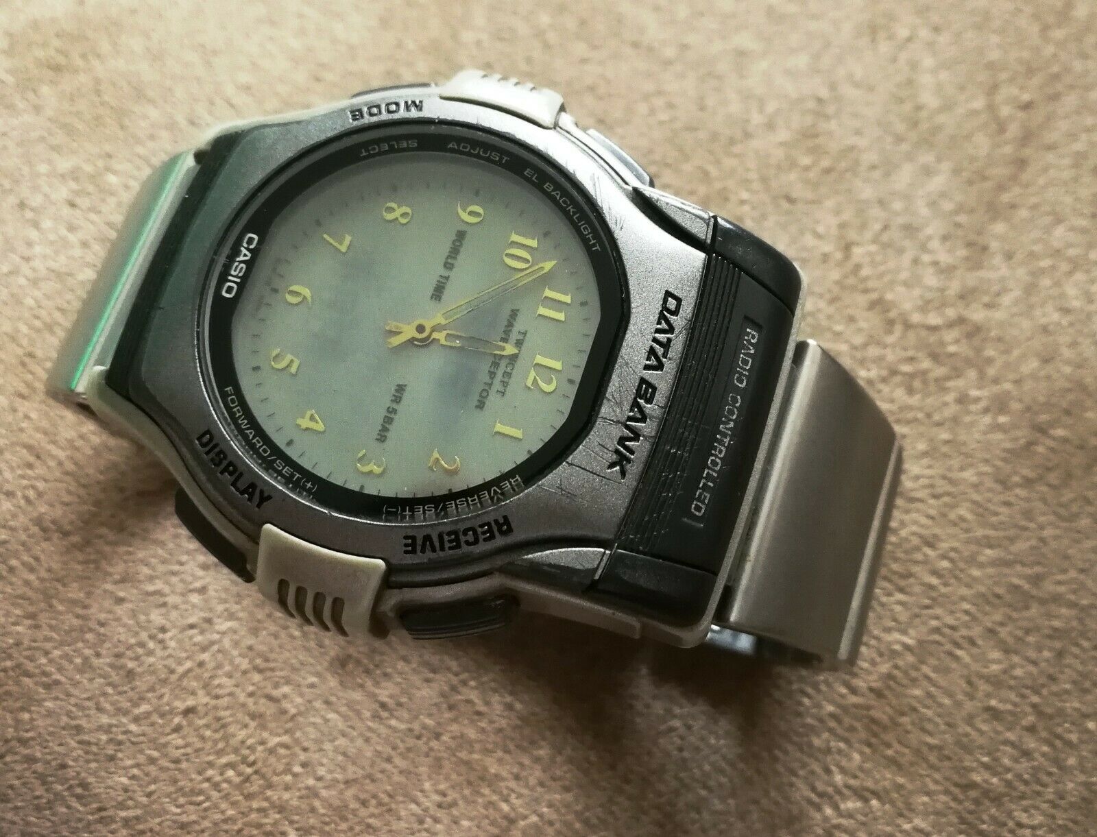 casio fkt-2000 wave ceptor databank alarm chrono lcd watch japan 