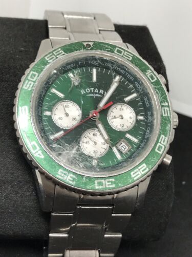 Rotary men's chronograph hot sale green dial bracelet watch