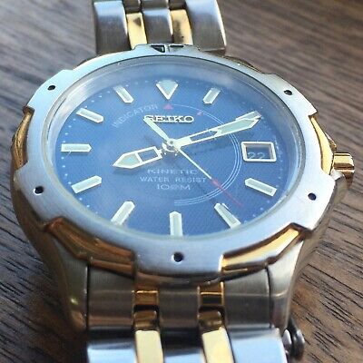 Man s Stainless Steel SEIKO KINETIC INDICATOR 5M42 OH19 Watch