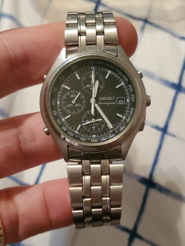 SEIKO Chronograph Mens Wrist Watch Rare 7T32 7C69 Rare Watch Needs