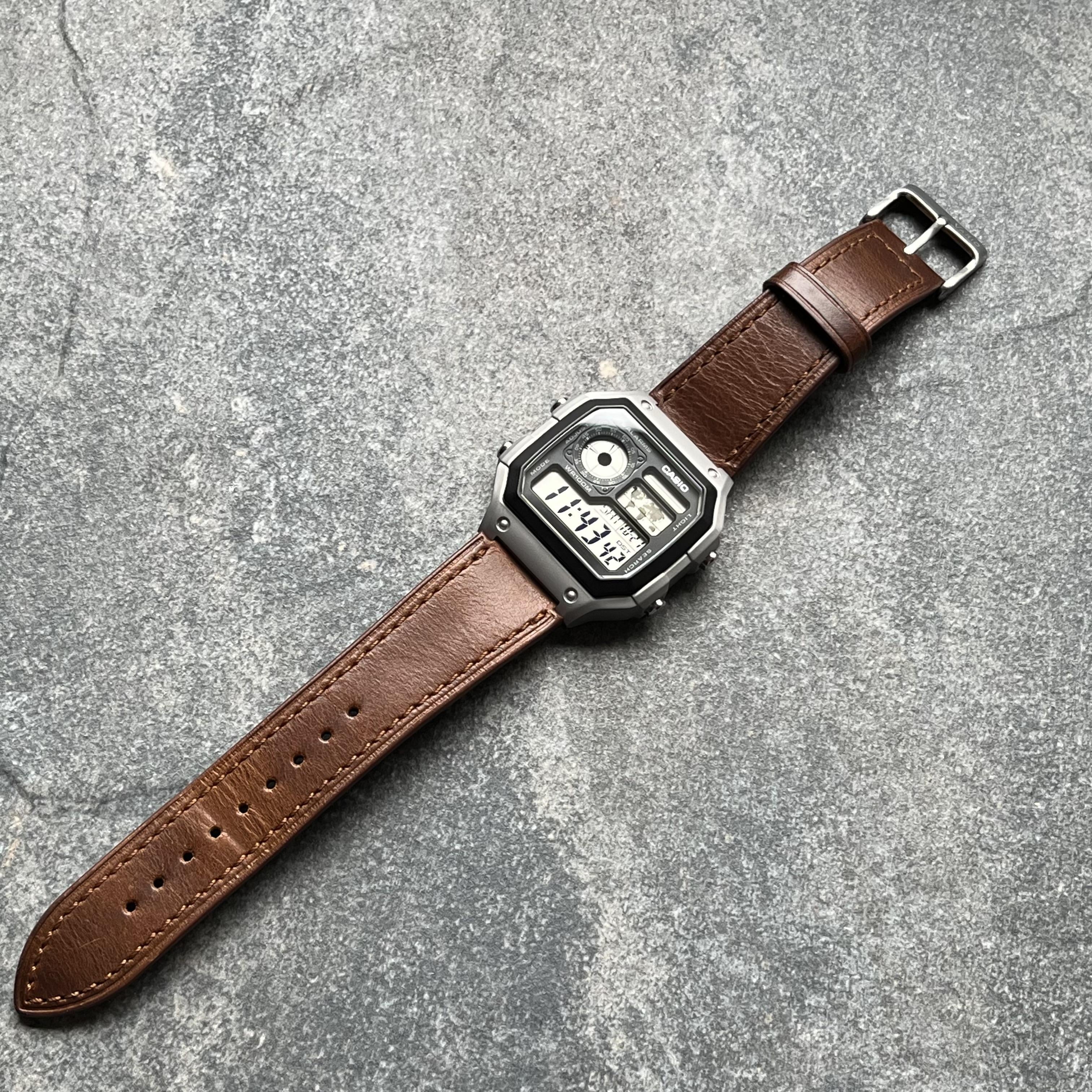 Casio ae1200 leather strap online