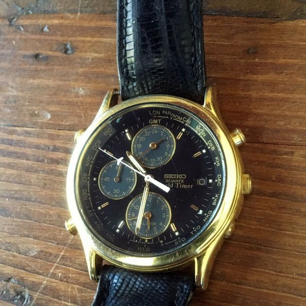 Vintage Seiko Quartz World Timer Alarm 5T526A39 A6 Working Condition