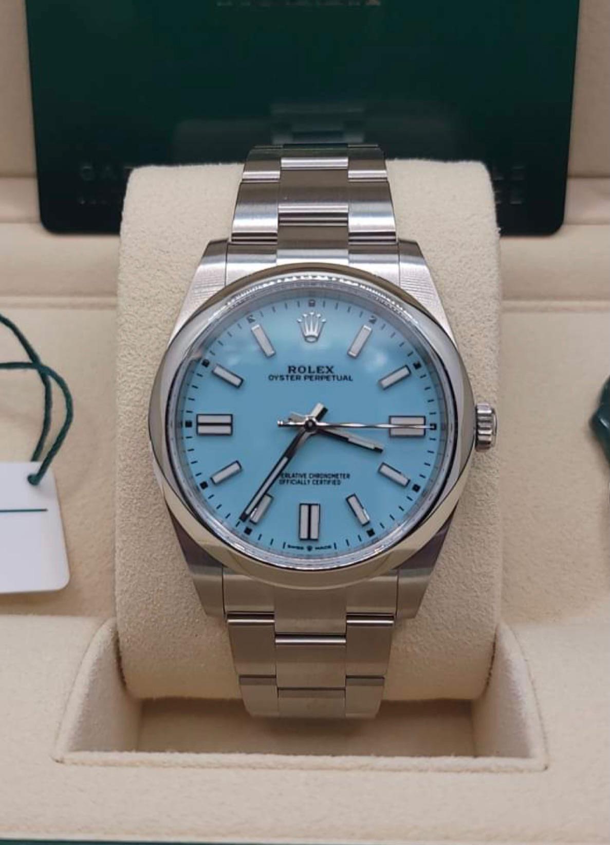 Wts Rolex Oyster Perpetual 41mm Tiffany Blue Bnib 21 Watchcharts