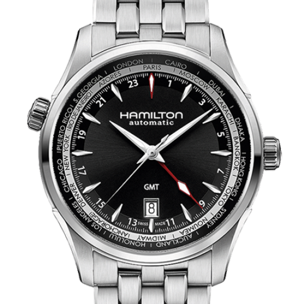 NEW Hamilton H32695131 Jazzmaster GMT Black Dial Stainless Steel Automatic Watch WatchCharts