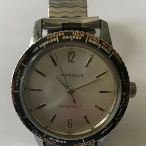 Vintage 1969 Caravelle Pilot World Time Automatic 36mm Men's Watch