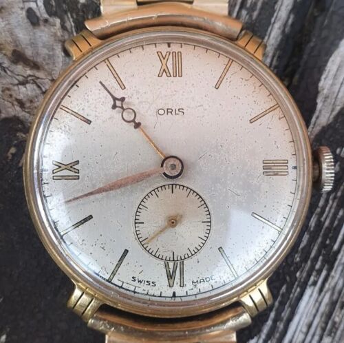 Rare Vintage Oris art deco Swiss 17 Jewels Watch rolled gold strap