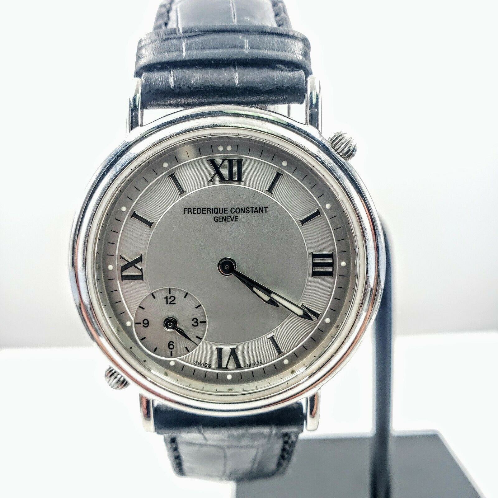 FREDERIQUE CONSTANT FC205X35 箱付 デュアルタイム ステンレススチール シルバー系文字盤 ブラック革ベルト クォーツ 腕時計