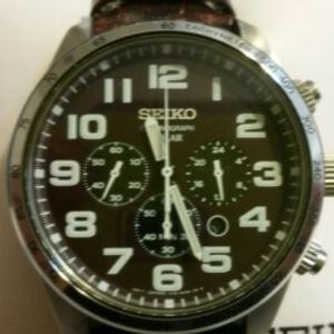 Men's Seiko Solar 44mm Chronograph (V175-0CG0) Brown Dial WR330   Great | WatchCharts