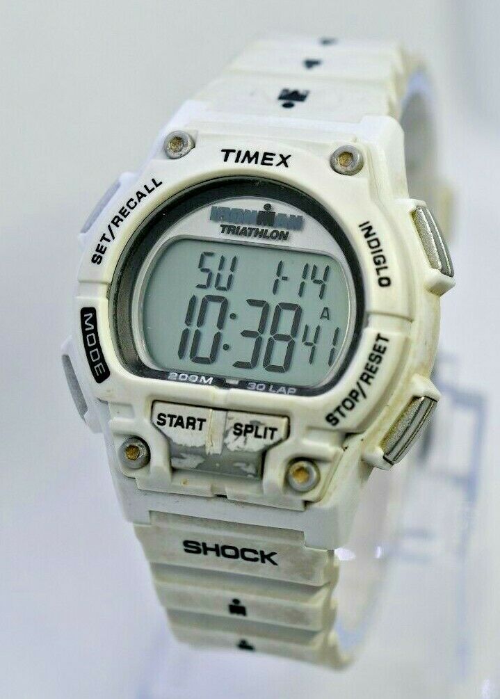 Men s TIMEX Ironman Triathlon SHOCK 30 Lap Watch White WR 200M