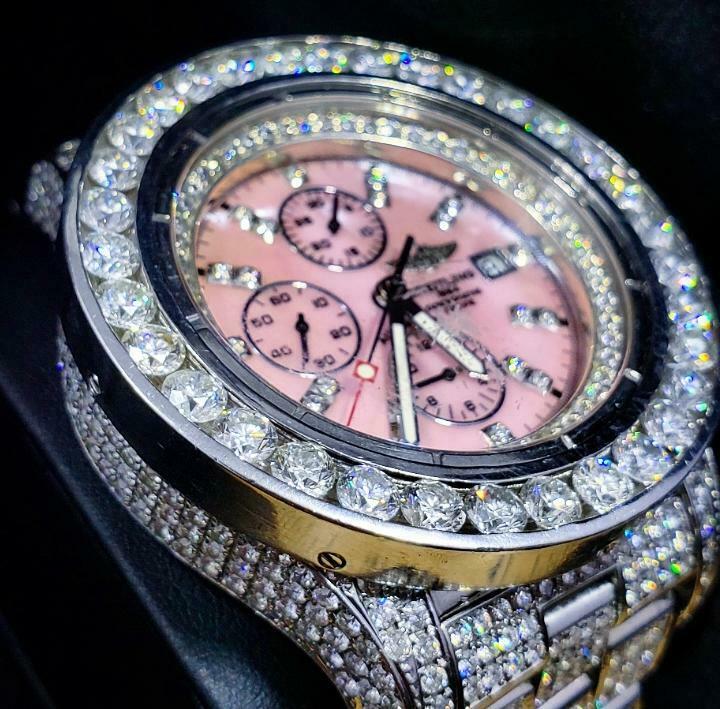 Iced out cheap breitling watch