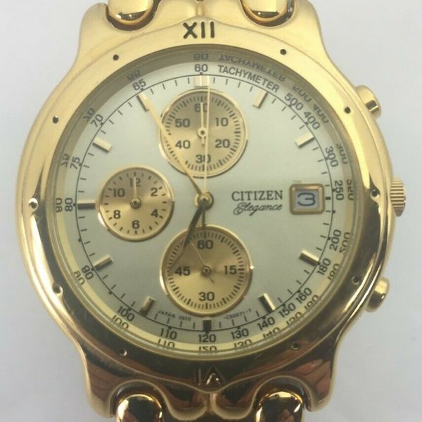 Citizen Elegance Chronograph 0510-C50090 Mens Watch with Gold Face ...