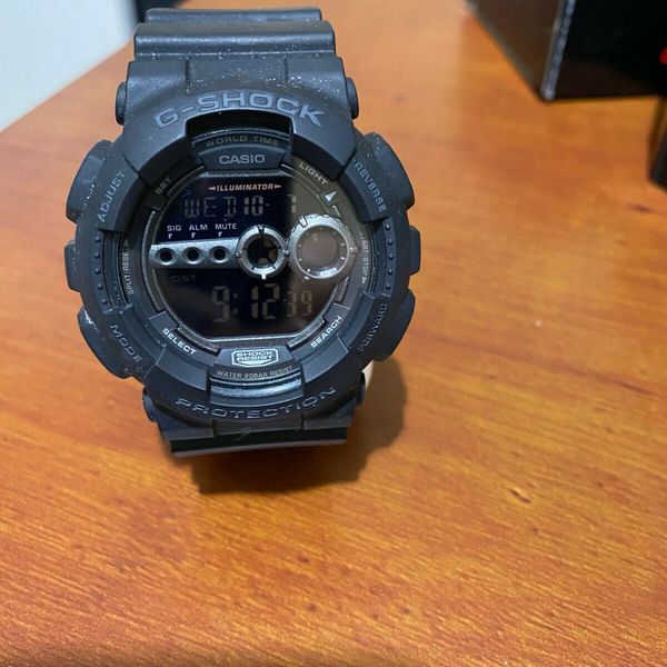 Casio 3263 G-Shock Men's GD100-1B All Black Resin Digital Sport ...