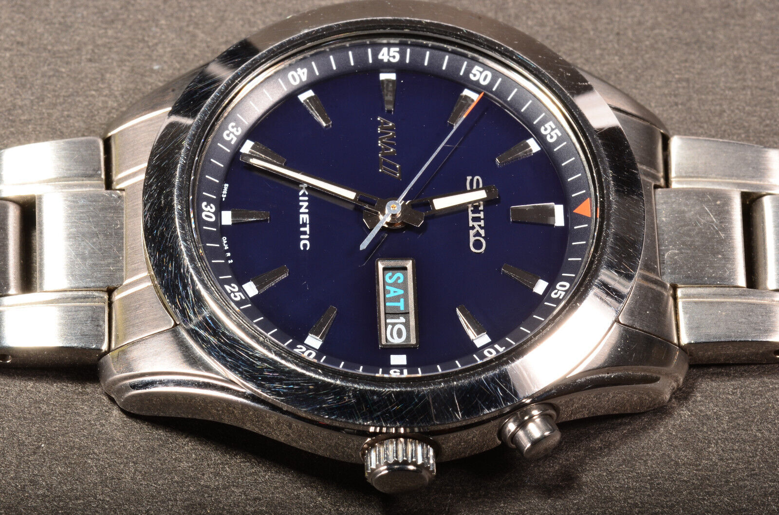 SEIKO KINETIC 1円 セイコー ANA 5M63-0AJ0 キネティック 黒文字盤 