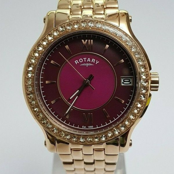NEW Rotary LB03033 17 Ladies Purple Dial Rose Gold Bracelet Watch WatchCharts