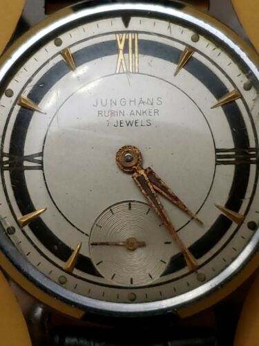 VINTAGE JUNGHANS RUBIN ANKER 7 JEWEL MECHANICAL MEN S SILVER WATCH