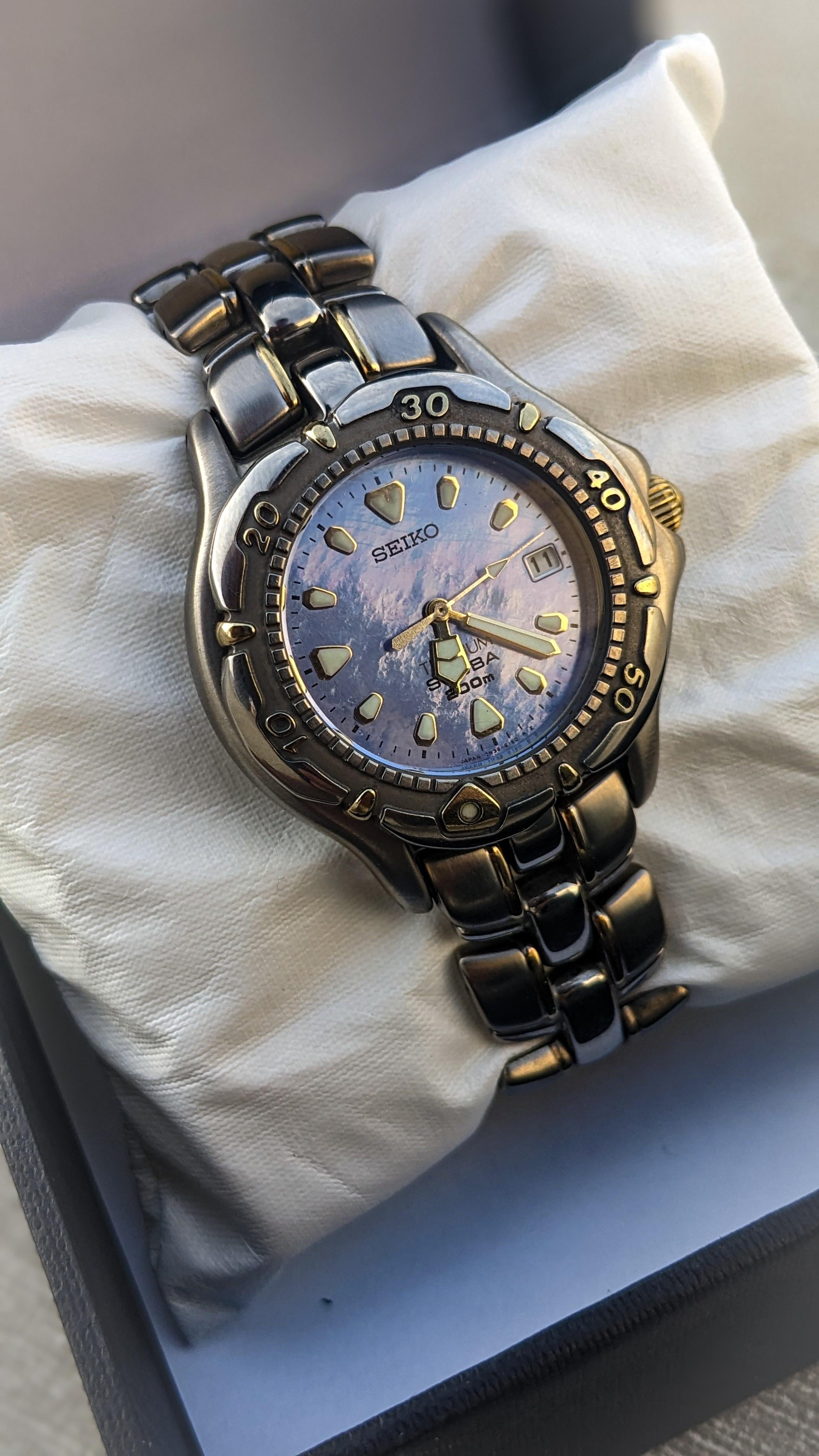 低価格で大人気の Scuba Seiko vintage wts] ✨ of Mother Blue Gents 7N35-6120 時計