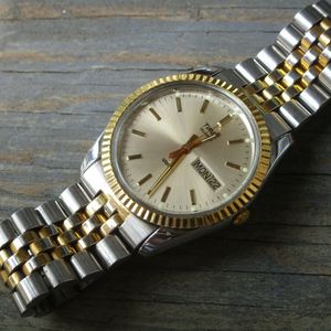 Vintage 1980s Timex Two Tone Quartz Men's Watch President Style Day Date  Works | WatchCharts