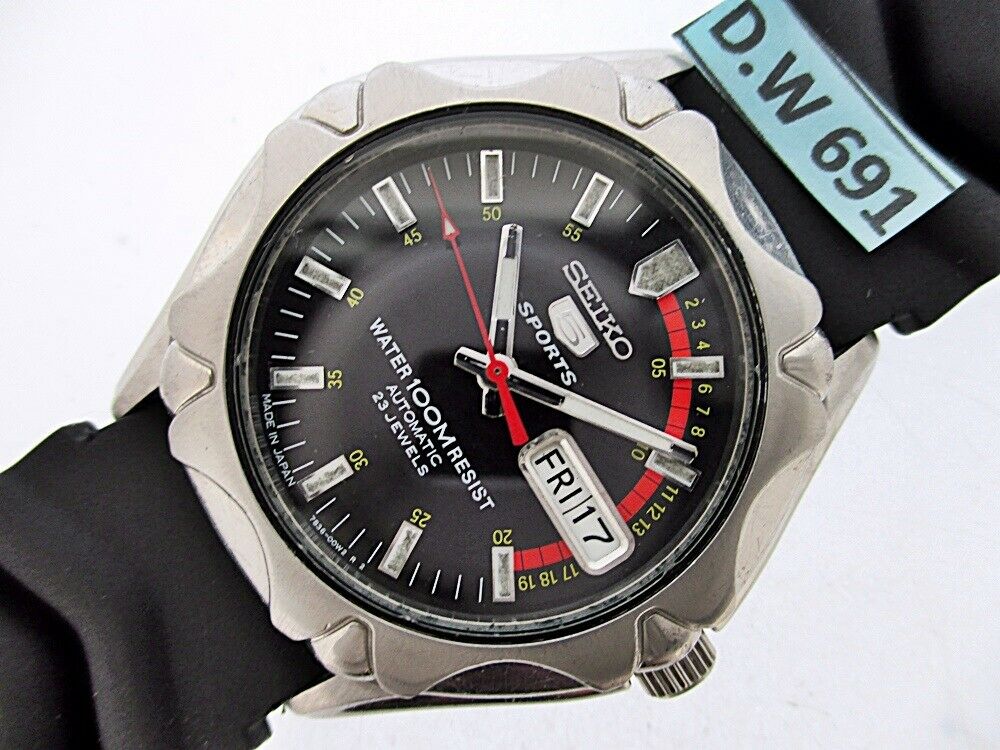 CLASSIC SEIKO SPORTS 7S36 00M0 ROUND SEE THRU AUTO DAY DATE MENS DW681  WATCH $1 | WatchCharts