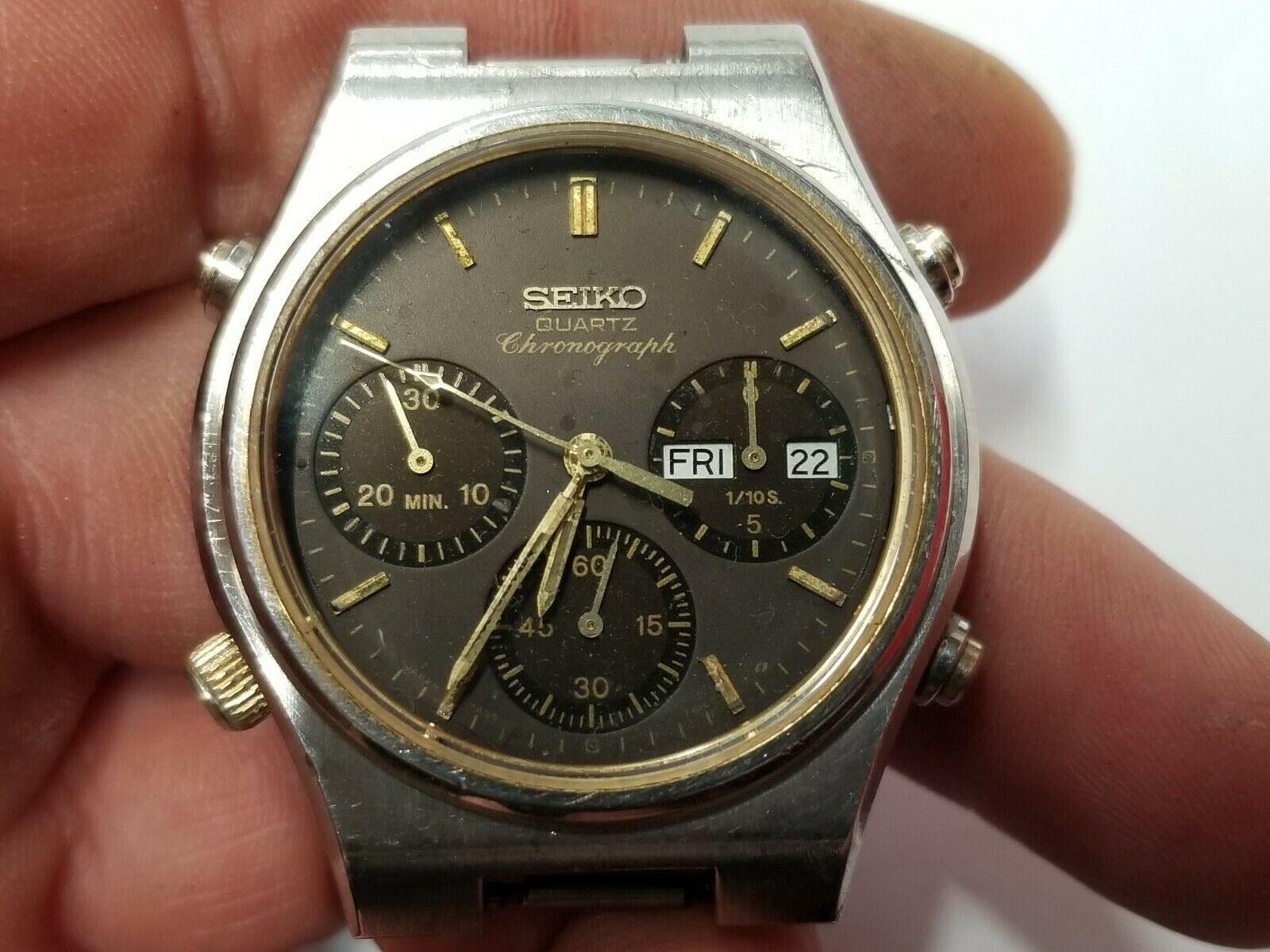 SEIKO 7A38-7090 CHRONOGRAPH VINTAGE RARE QUARTZ WATCH JAPAN for