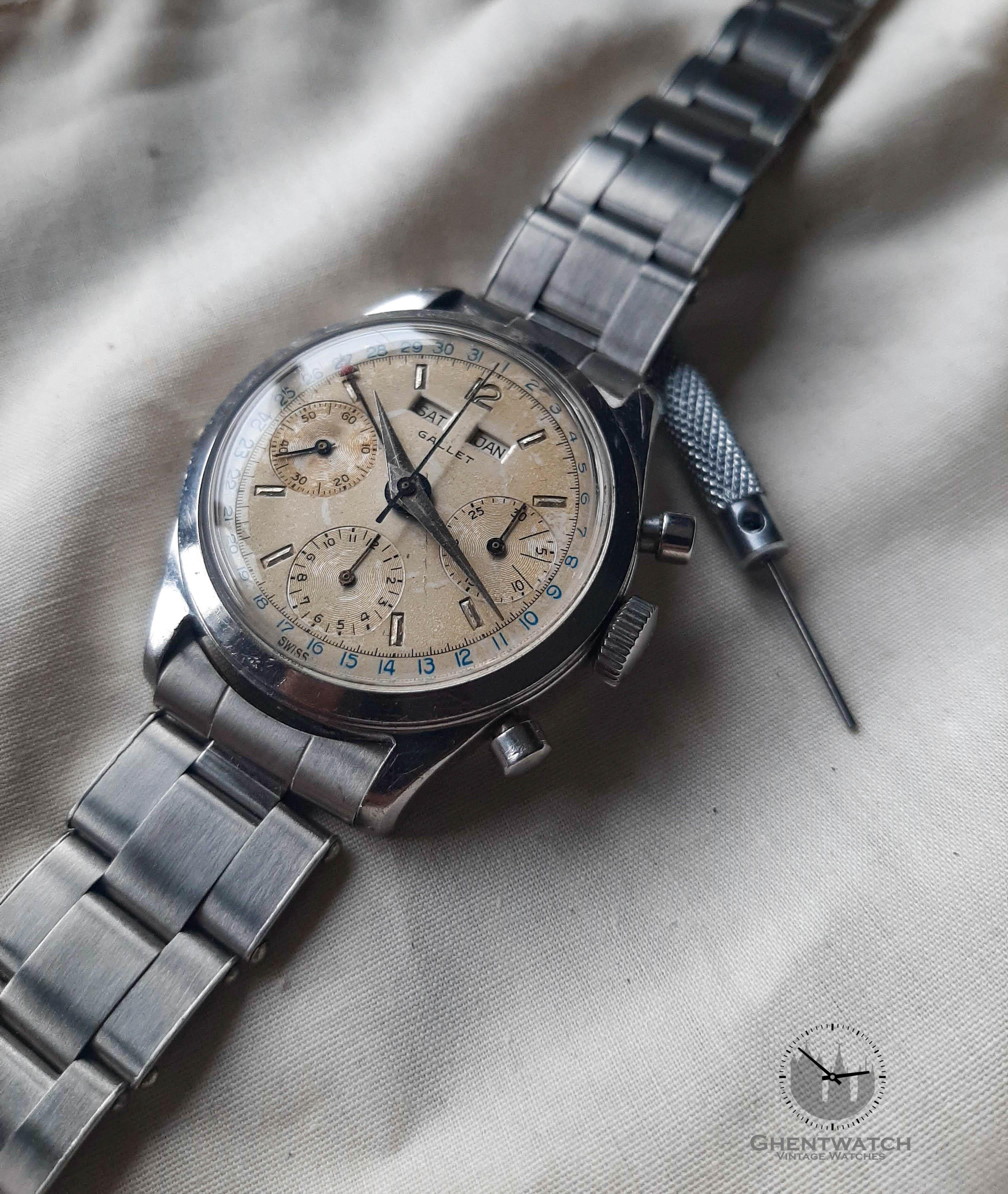 WTS Vintage Gallet Multichron Calendar Chronograph Ref. 998 Triple Date Valjoux 72C Datocompax JC Killy WatchCharts Marketplace