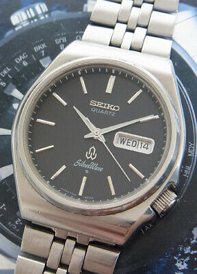 NICE VINTAGE SEIKO SILVER WAVE 7546-802J QUARTZ DIVER JAPAN WATCH