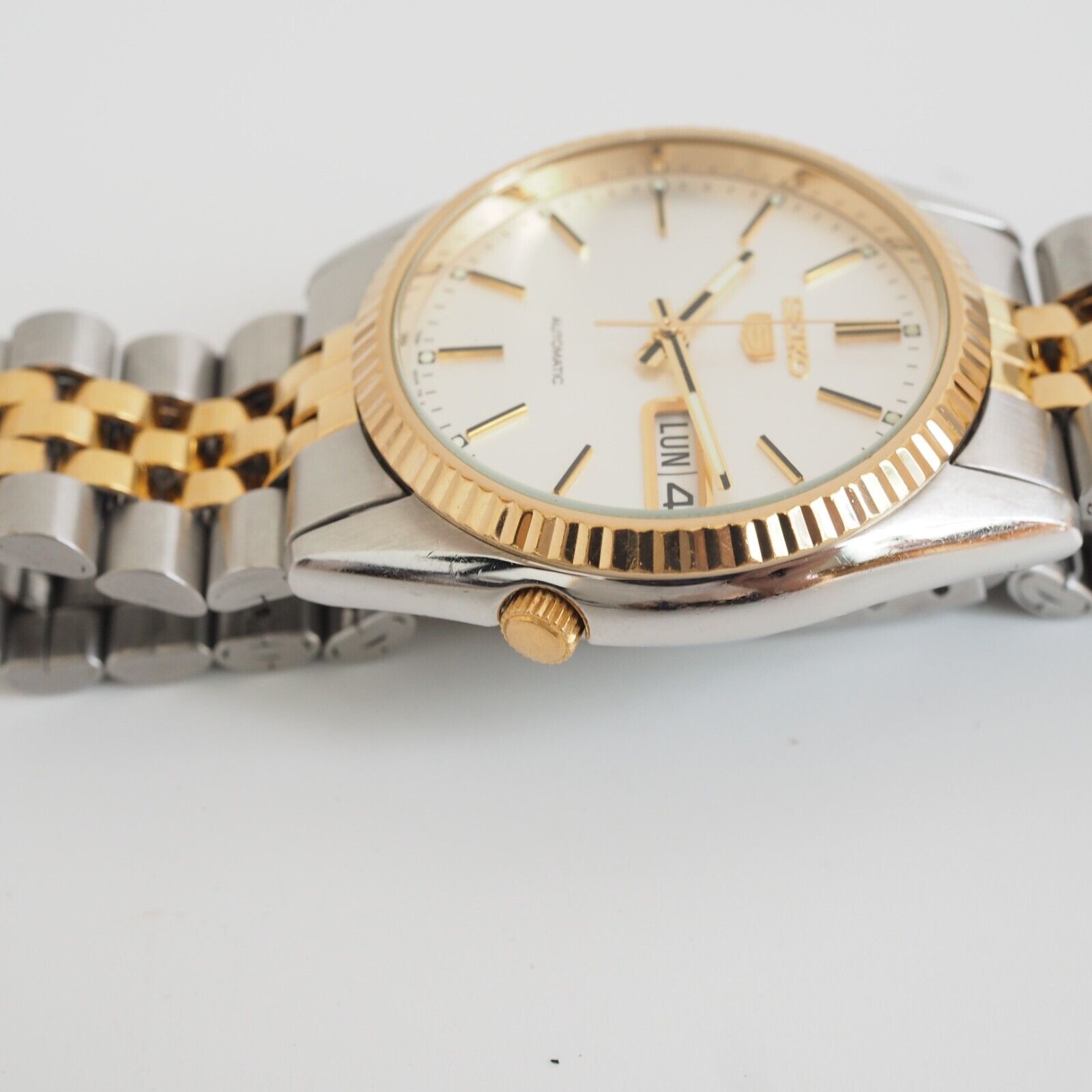 SEIKO 5 SNXJ90 7S26-0500 Automatic Gold Silver Datejust style 36mm Video |  WatchCharts Marketplace