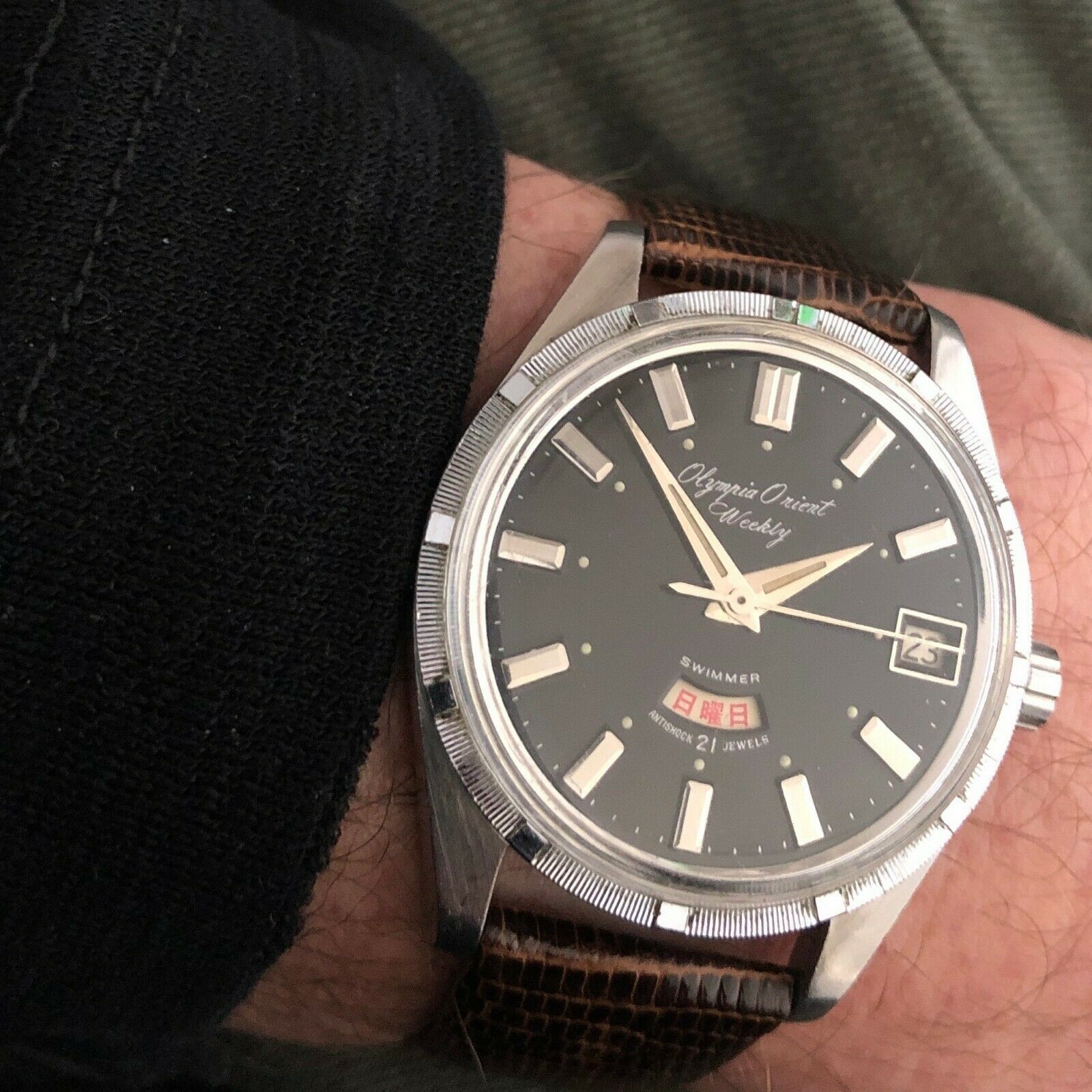 Vintage Olympia Orient Weekly Swimmer, early 1960s dive watch 