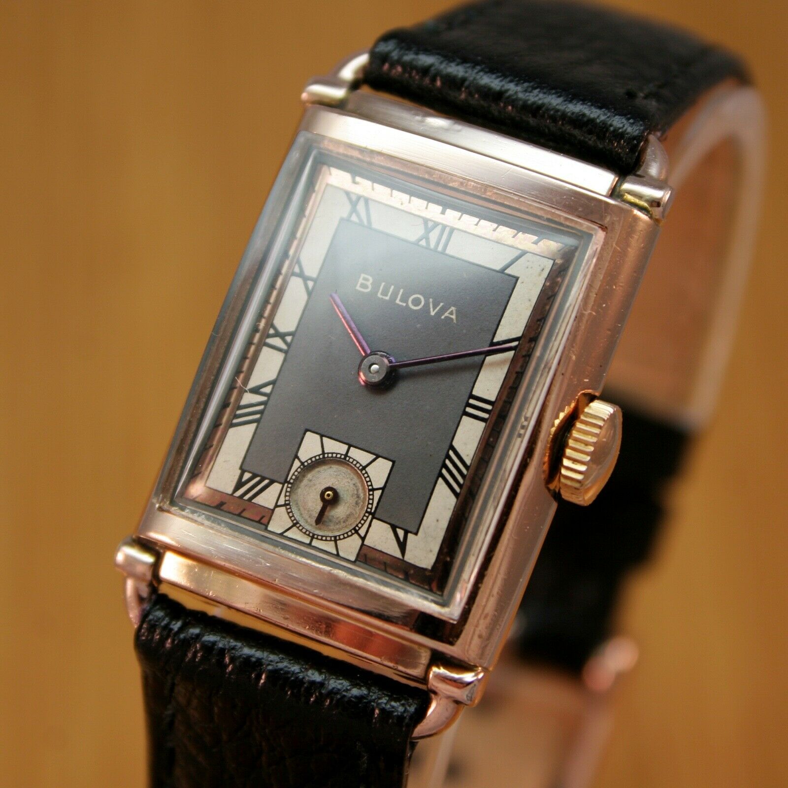 Bulova vintage gold rose watch Swiss mvmt Art Deco SOLD c1935 Bulova Art Deco - Birth Year Watches main image 4