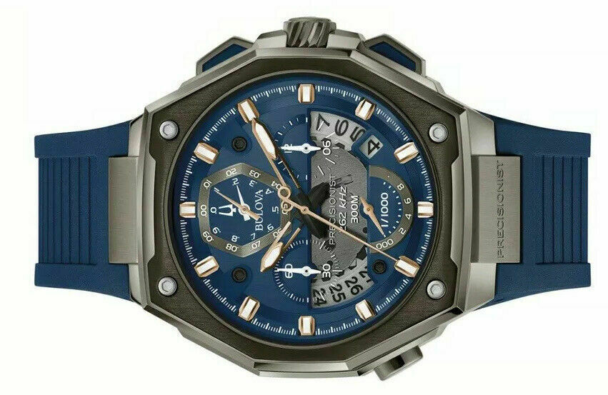 98B357 Release Stainless & | Watch Precisionist Box Blue WatchCharts Bulova Mens Papers 2021