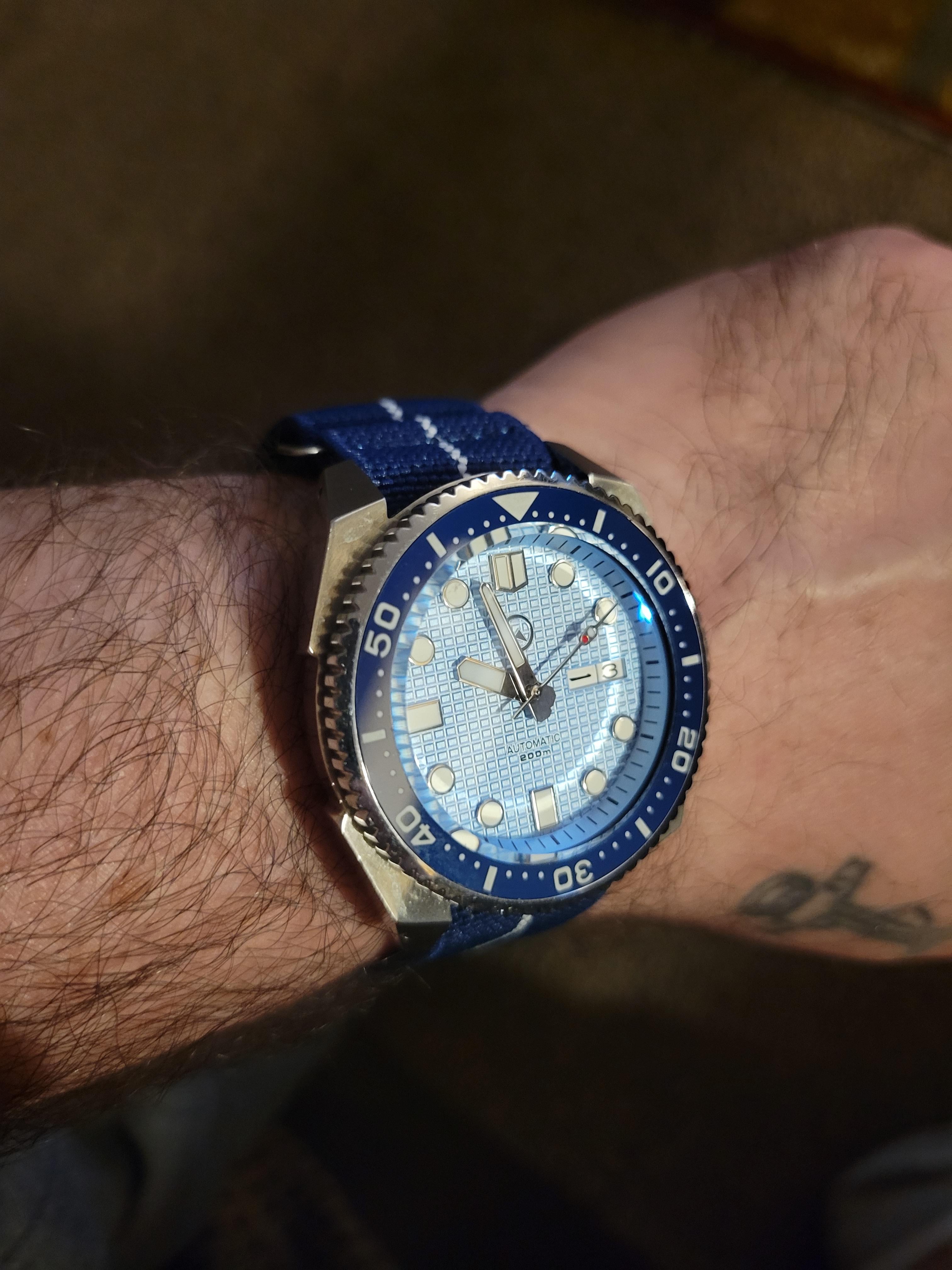 Islander Ice Blue Waffle Dial Automatic Dive Watch