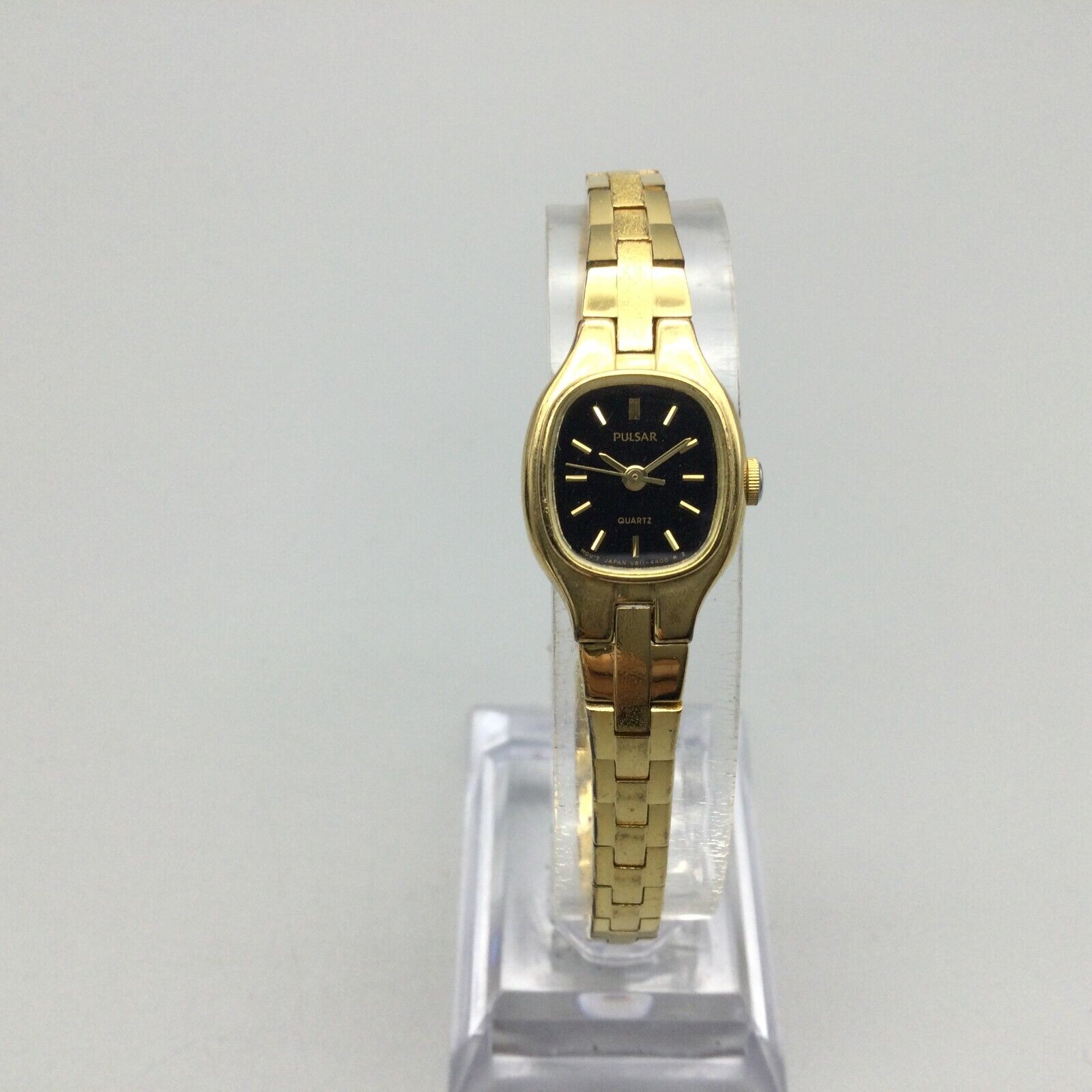 Pulsar By Seiko Quartz Gold Stainless Steel Watch V811-5300 Pulsar Watch Women 14mm Gold Tone Black Dial V811-5300 New  main image 2