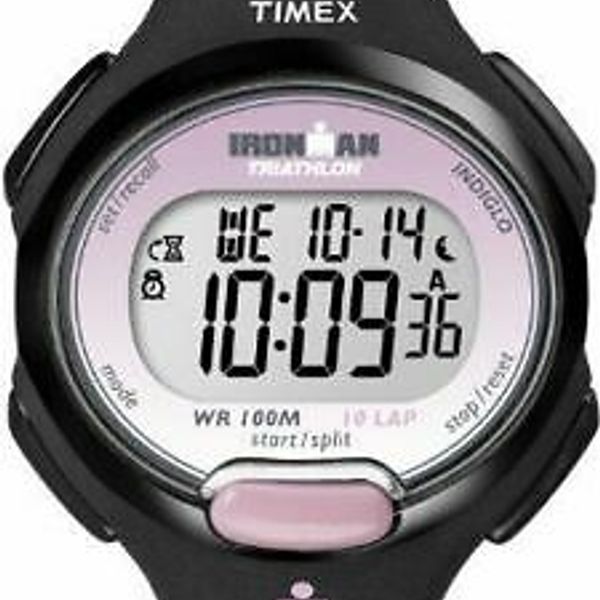 New Timex Women's T5K522 Ironman Essential 10 Mid-size Black/Pink Resin ...